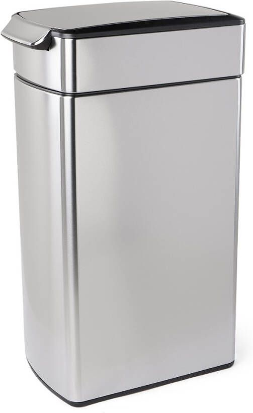 Simplehuman Rectangular Touch Bar Slim Prullenbak 40 L Zilverkleurig