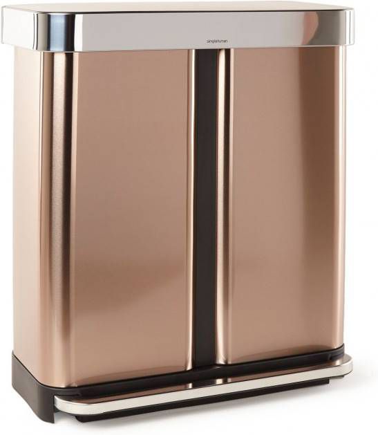 SimpleHuman Afvalemmer Rectangular met Liner Pocket Rvs GFT 58 liter (24 + 34 Liter)