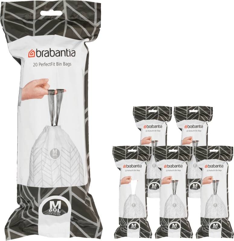 Brabantia Vuilniszakken Code M 60 Liter(120 stuks )