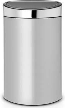 Brabantia Touch Bin Afvalemmer 40 Liter Met Kunststof Binnenemmer Metallic Grey/Brilliant Steel