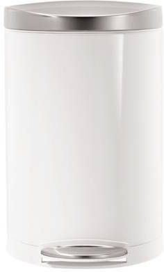 Simplehuman Afvalemmer Semi round Rvs 10 L Wit