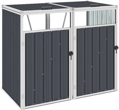 vidaXL Afvalbakberging dubbel 143x81x121 cm staal antraciet