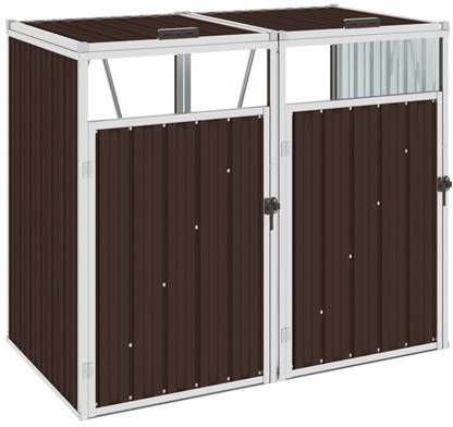 vidaXL Afvalbakberging dubbel 143x81x121 cm staal bruin