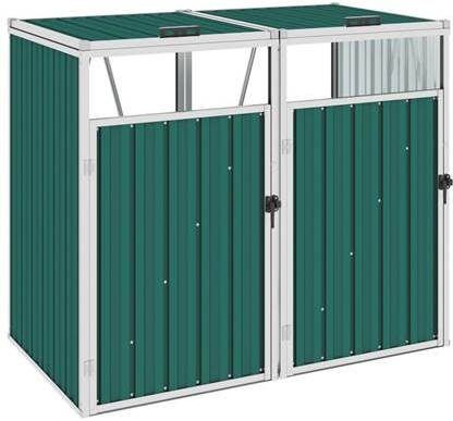 vidaXL Afvalbakberging dubbel 143x81x121 cm staal groen