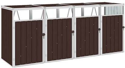 vidaXL Afvalbakberging vierdubbel 286x81x121 cm staal bruin