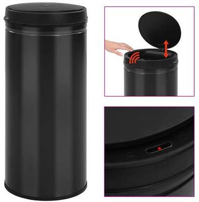 vidaXL Prullenbak met automatische sensor 80 L koolstofstaal zwart