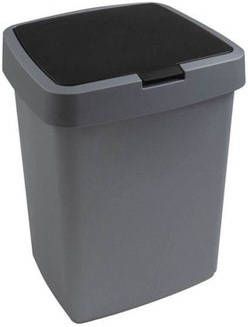 Sunware Delta Prullenbak 10 Liter Klepdeksel Metallic/zwart Kunststof
