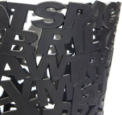 Balvi Opbergmanden Wastebasket Letters Plastic Zwart