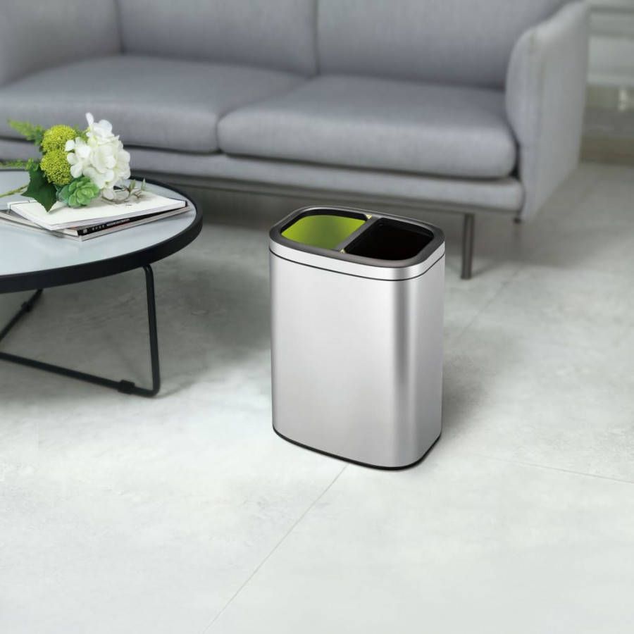 Eko Afvalbak OLI Cube 2x10 L matzilverkleurig