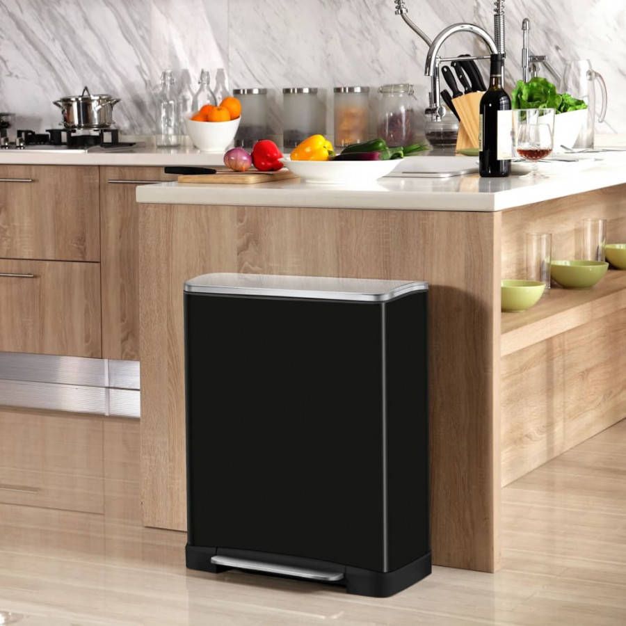 EKO recycling pedaalemmer E Cube zwart 28+18l Leen Bakker