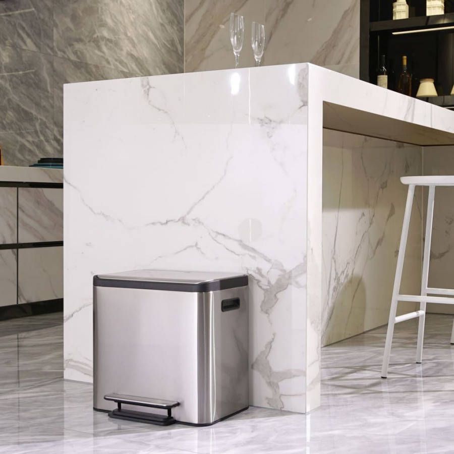EKO recycling pedaalemmer EcoCasa zilverkleurig 2x15l Leen Bakker