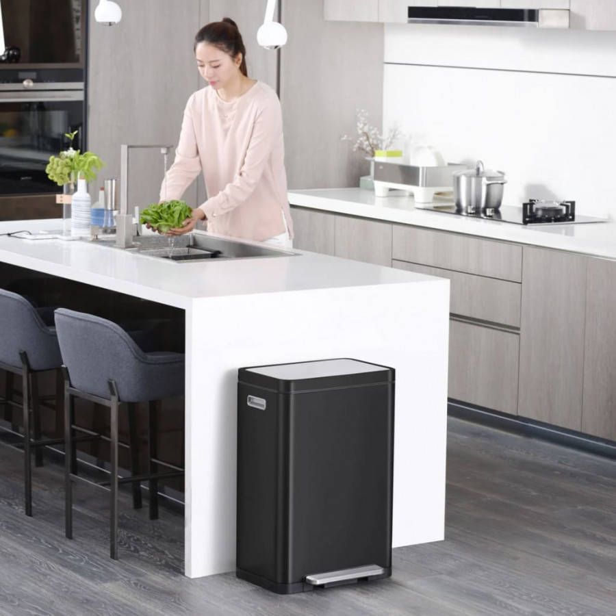 Eko X CUBE pedaalemmer 45 l, mat RVS, zwart