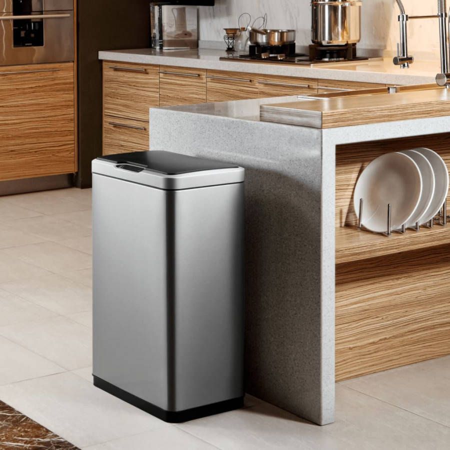 EKO sensor afvalbak Mirage zilverkleurig 45l Leen Bakker