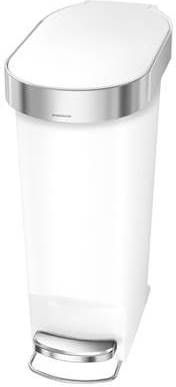 Simplehuman Slim Afvalemmer met Zakkenrand 40 L Wit